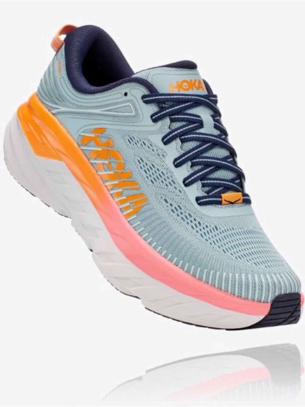 HOKA Bondi 7 Blue Haze Black Iris Running Walking Shoe Maximum-Cushion Comfort 9
